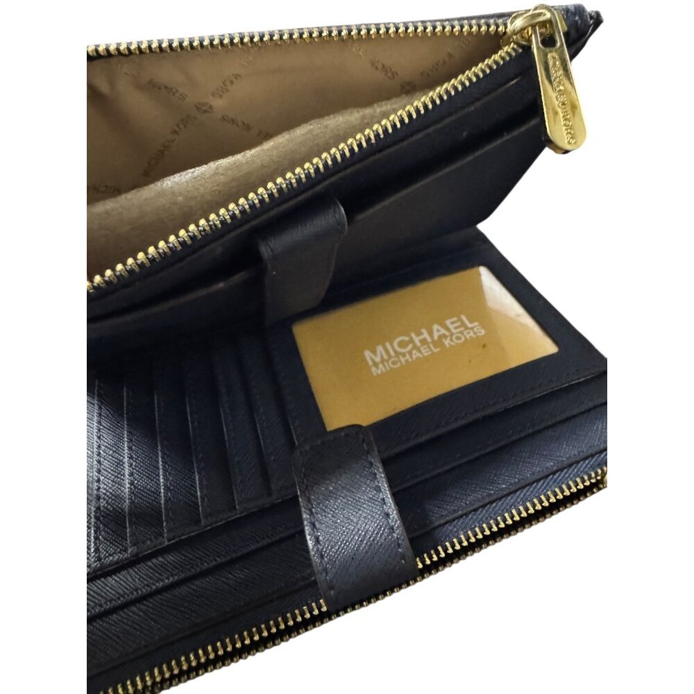 Michael Kors NWT Black Saffiano Leather Wristlet Wallet With Card Slots & ID Win - Picture 3 of 4